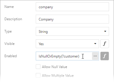 Specify an expression for the Enabled option