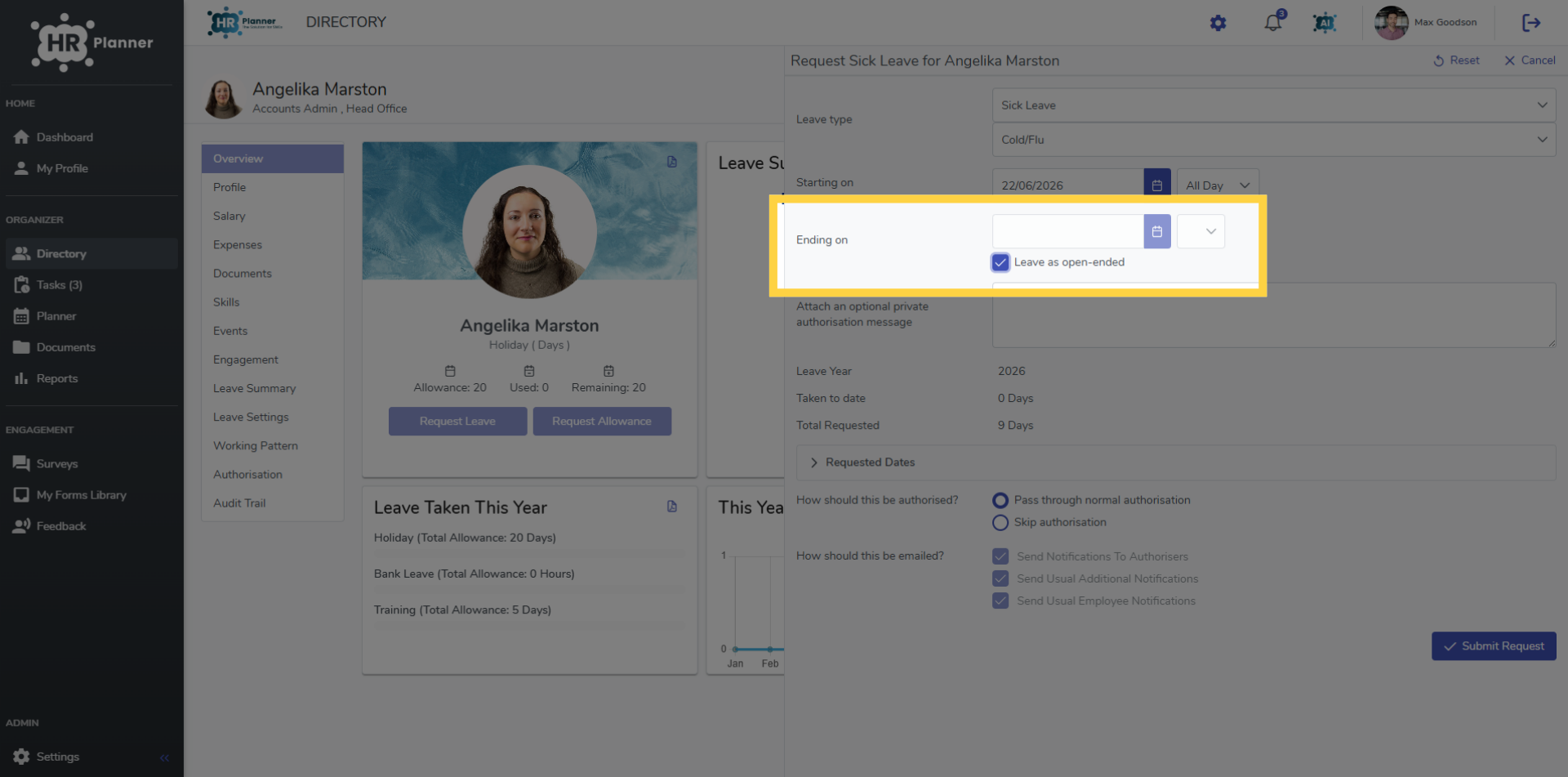 Select Open Ended Option