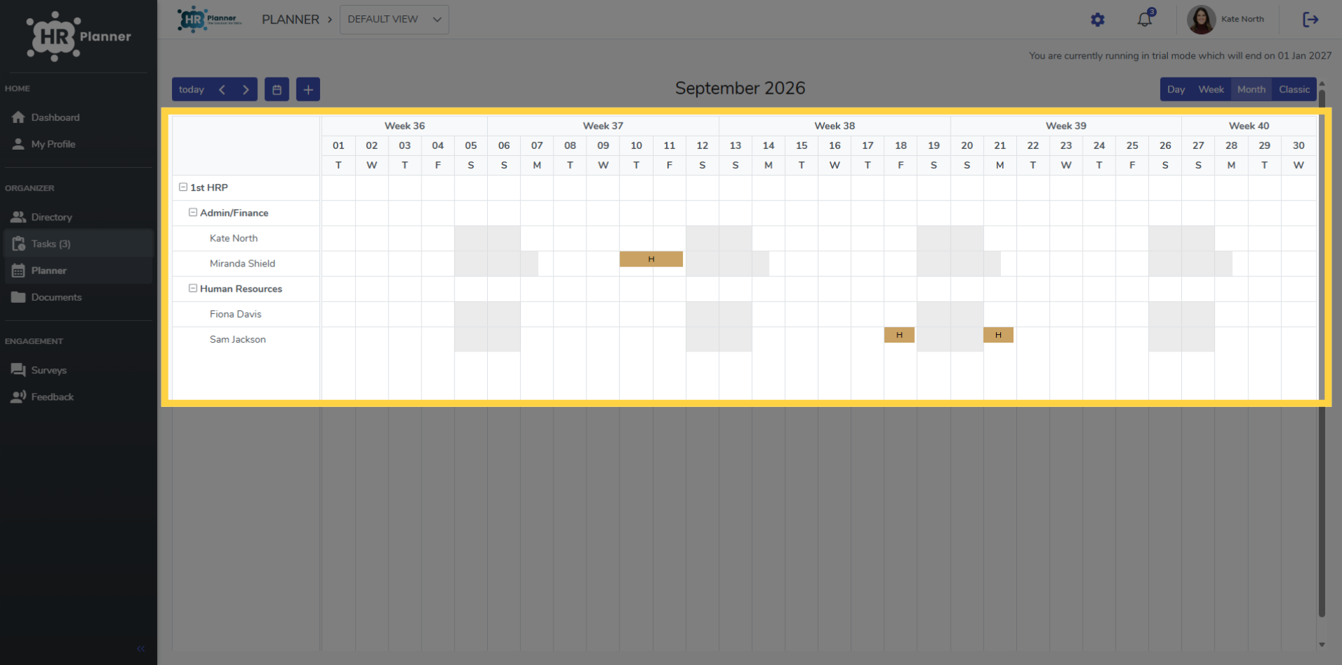 Viewing The Planner